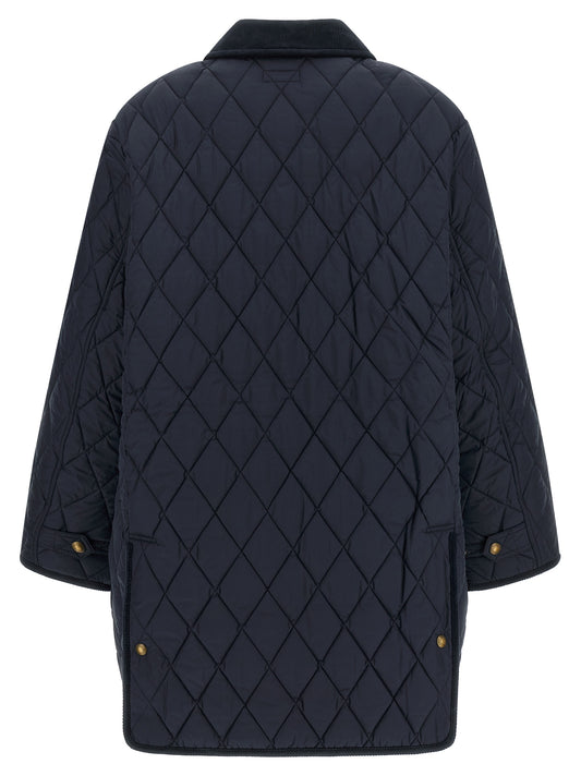 Blue Polyester Full-Length Jacket