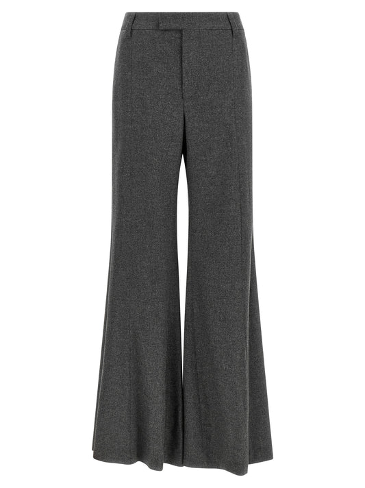 Gray Virgin Wool Flared Pants