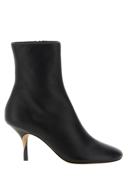 Black Lamb Leather Ankle Boots