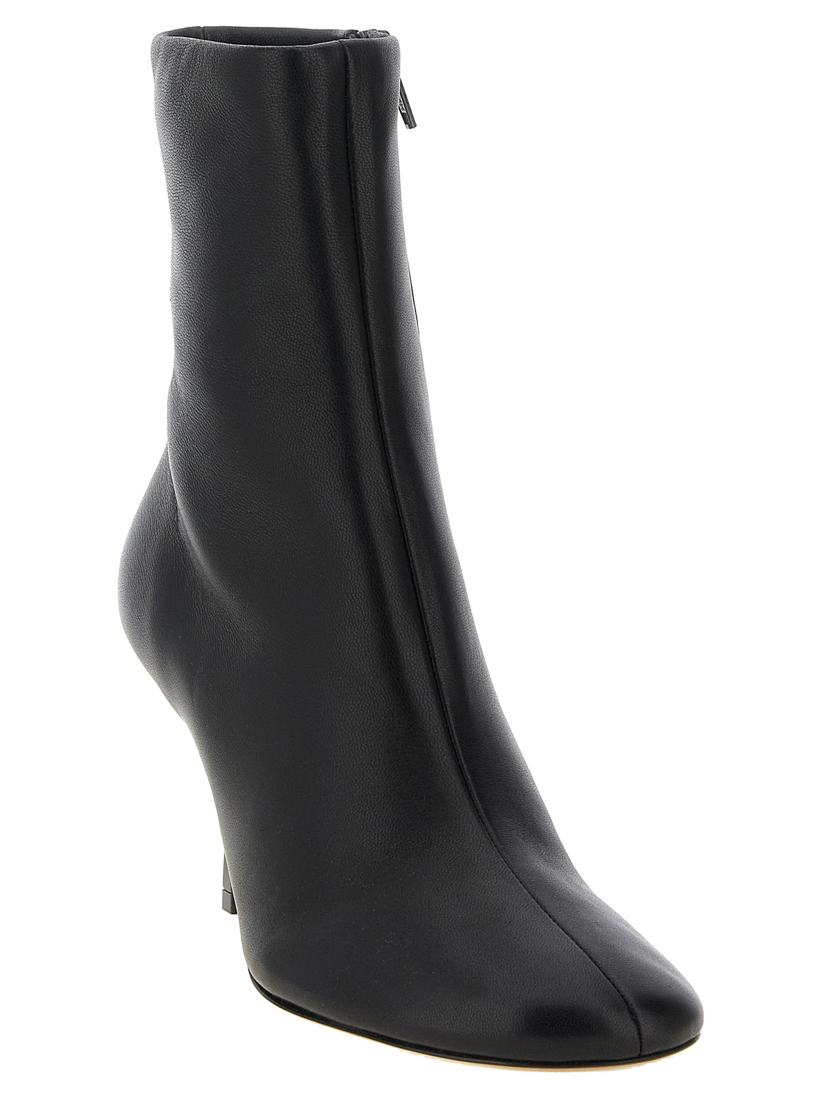 Black Lamb Leather Ankle Boots