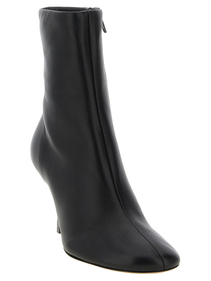 Black Lamb Leather Ankle Boots