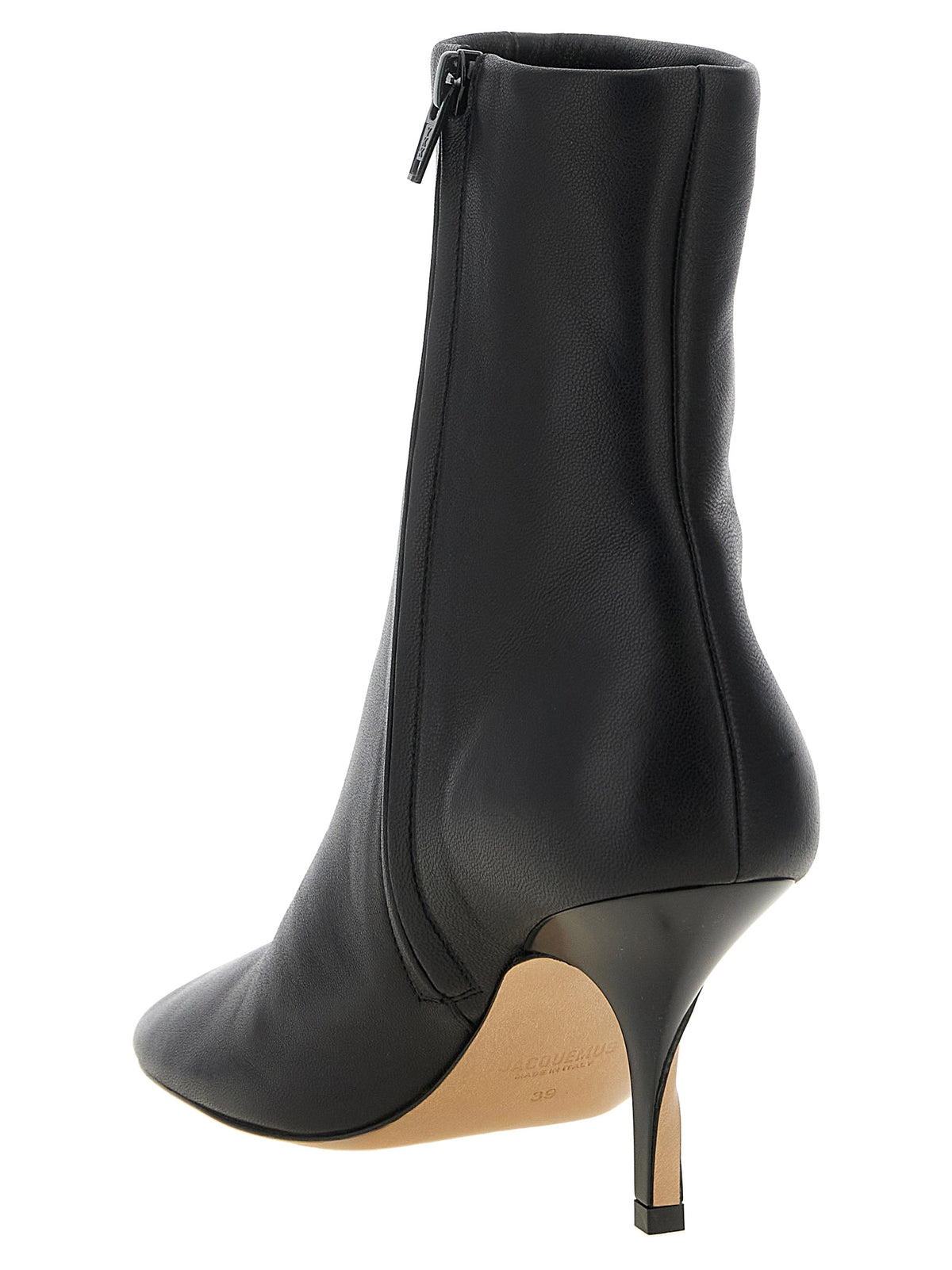 Black Lamb Leather Ankle Boots