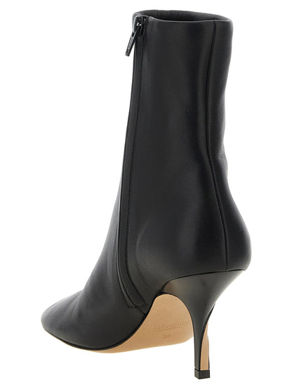 Black Lamb Leather Ankle Boots