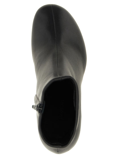 Black Lamb Leather Ankle Boots