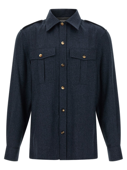 Blue Virgin Wool Blouse