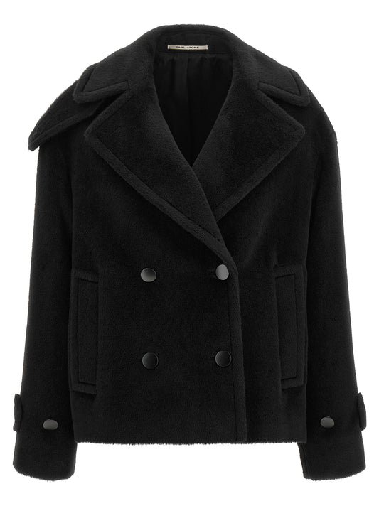 Black Alpaca Leather Coat