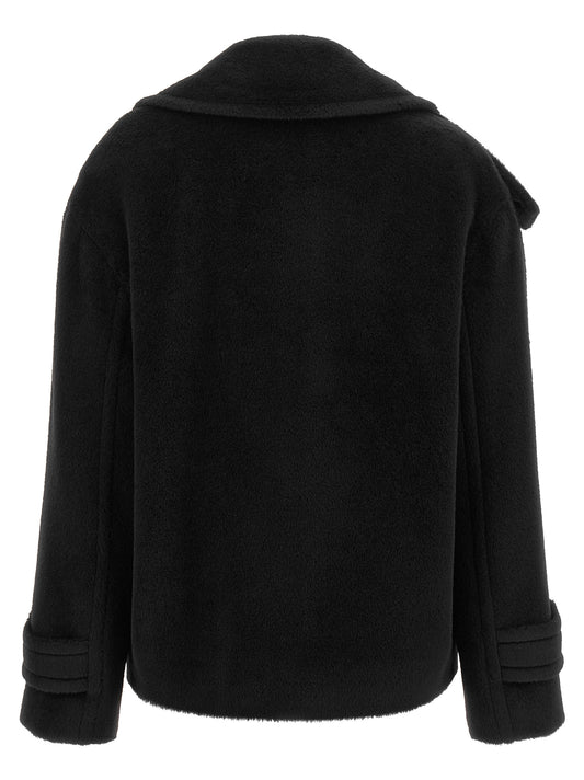 Black Alpaca Leather Coat