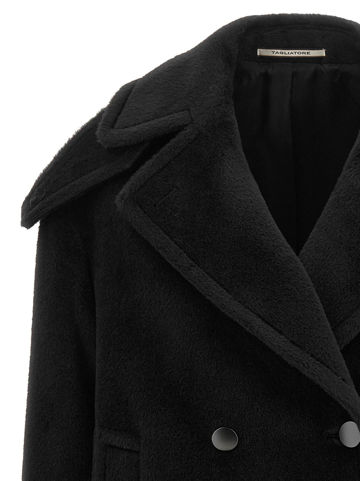Black Alpaca Leather Coat