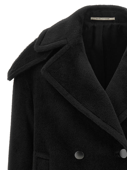 Black Alpaca Leather Coat