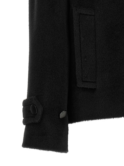 Black Alpaca Leather Coat