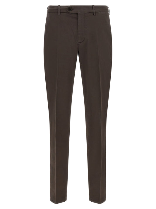 Brown Cotton Casual Pants
