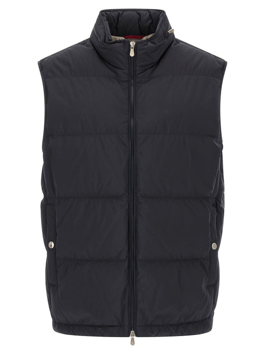 Blue Polyester Sleeveless Jacket