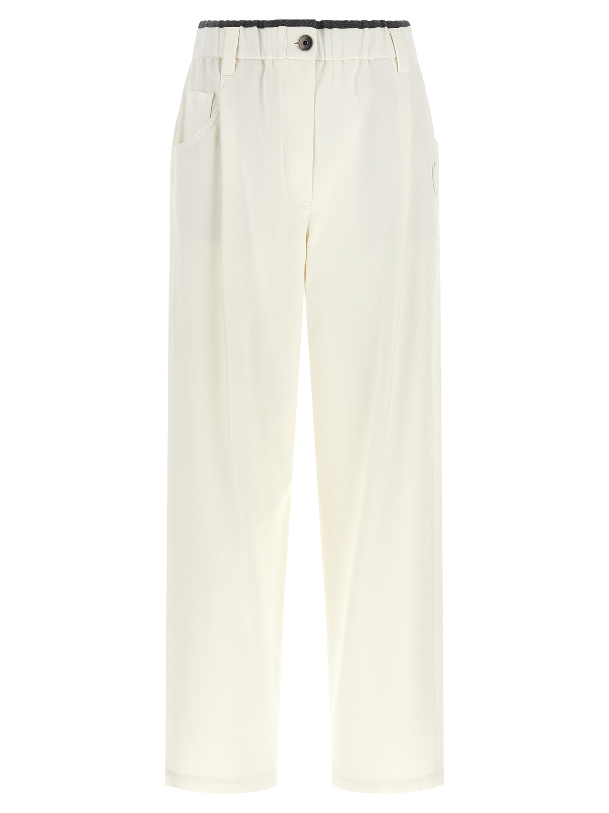White Cotton Casual Pants