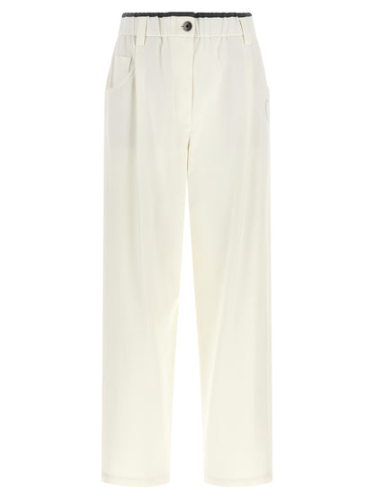 White Cotton Casual Pants