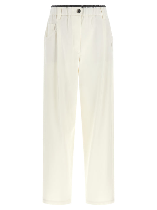 White Cotton Casual Pants