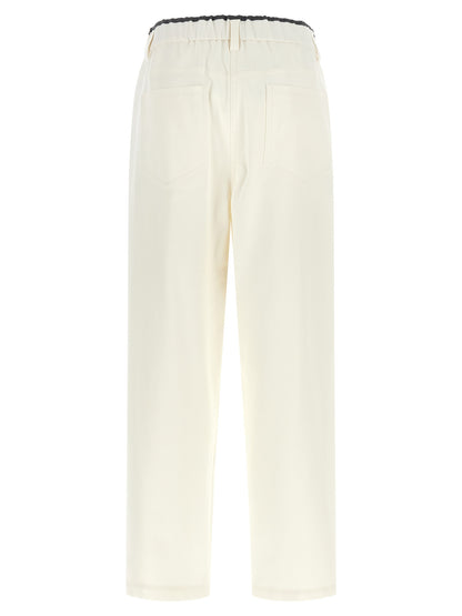 White Cotton Casual Pants