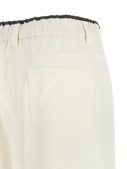 White Cotton Casual Pants