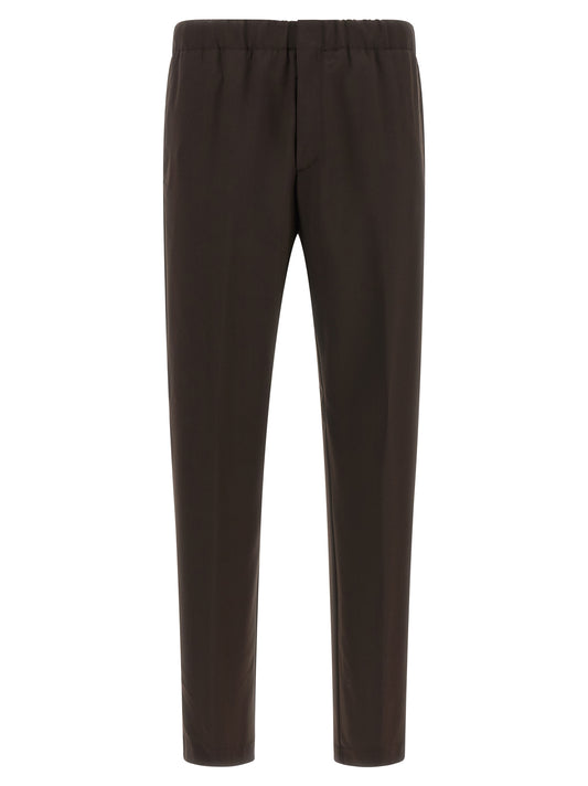 Brown Virgin Wool Casual Pants
