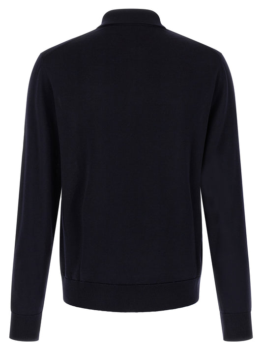 Blue Virgin Wool Polo Shirt