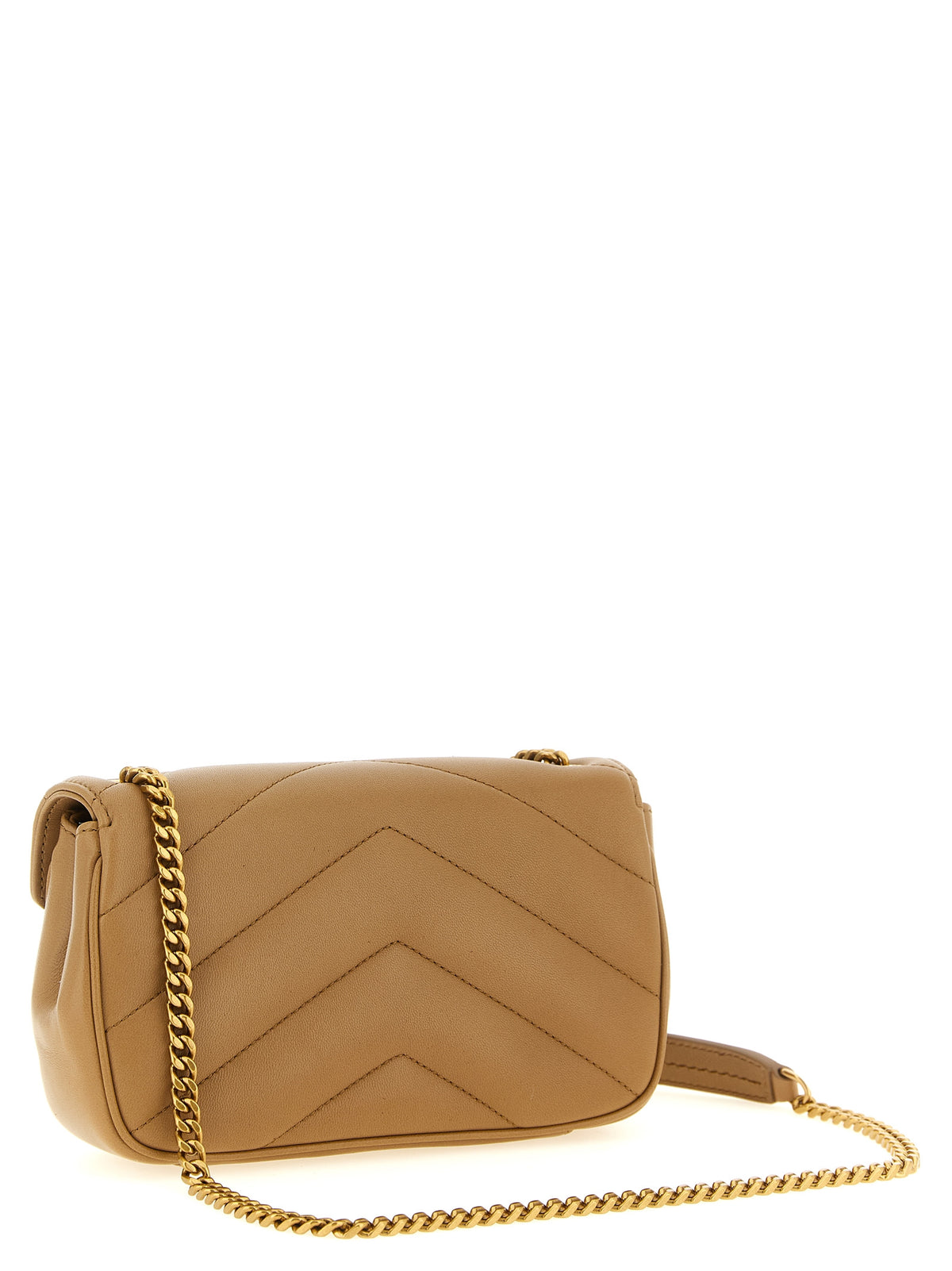 Beige Lamb Leather Crossbody Bag