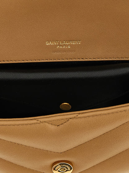 Beige Lamb Leather Crossbody Bag