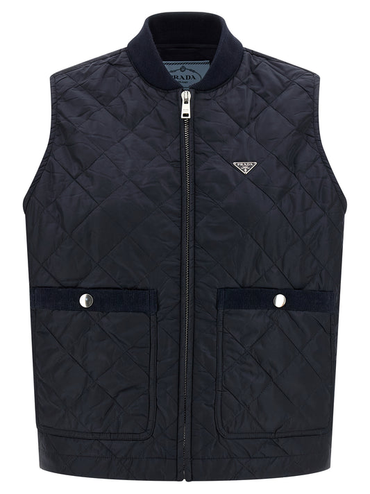 Blue Recycled Polyamide Sleeveless Jacket