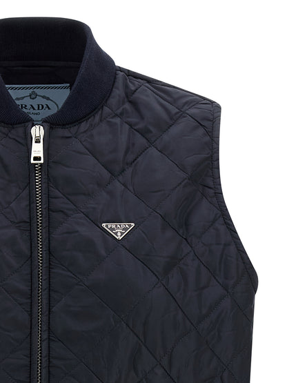Blue Recycled Polyamide Sleeveless Jacket