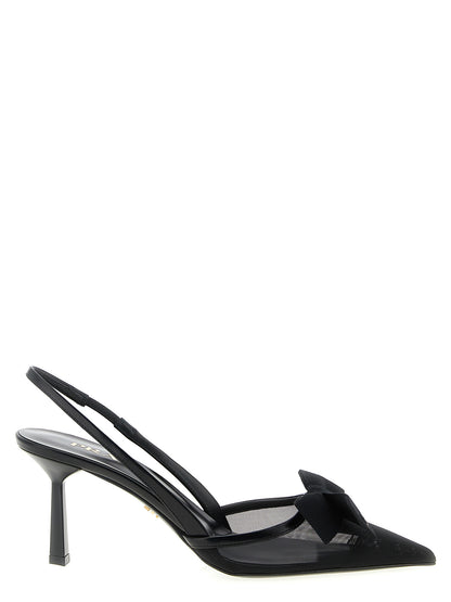 Black Polyamide Mid Heel Pumps