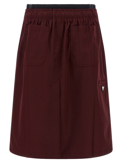 Bordeaux Polyester Midi Skirt