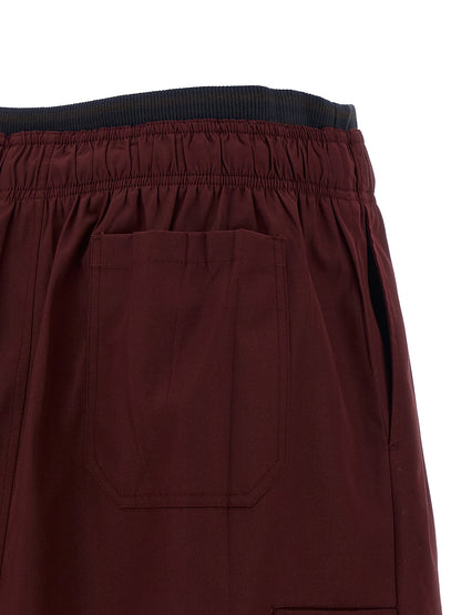 Bordeaux Polyester Midi Skirt