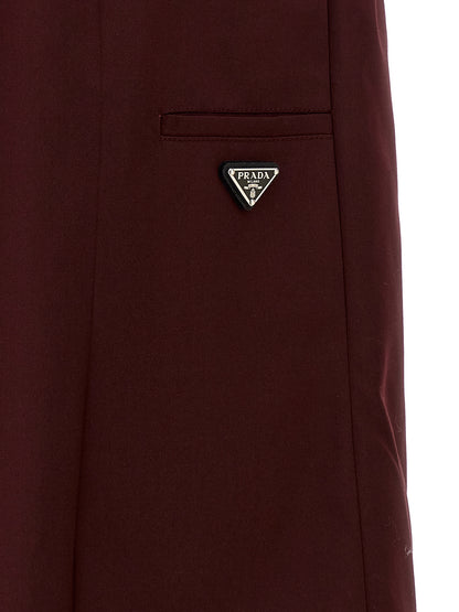 Bordeaux Polyester Midi Skirt