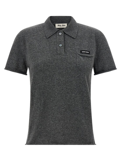 Gray Cashmere Polo Shirt