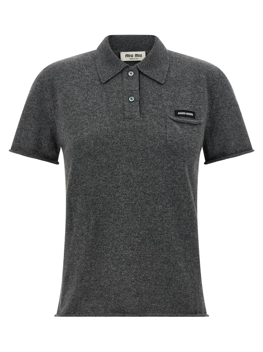 Gray Cashmere Polo Shirt
