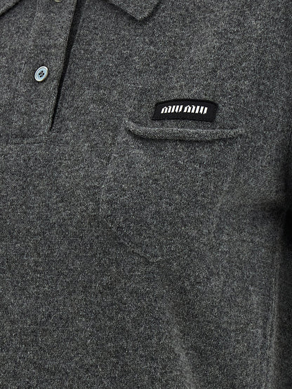 Gray Cashmere Polo Shirt