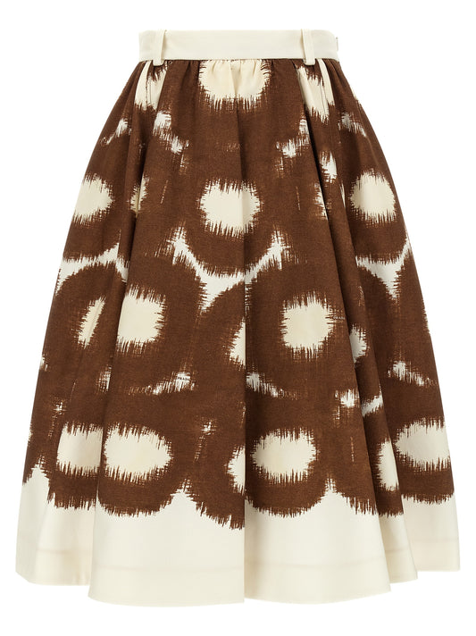 Brown Cotton Midi Skirt