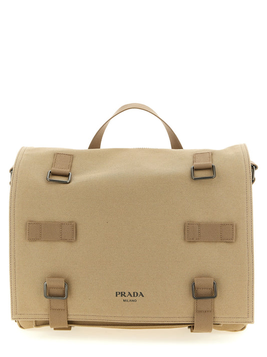 Beige Cotton Crossbody Bag
