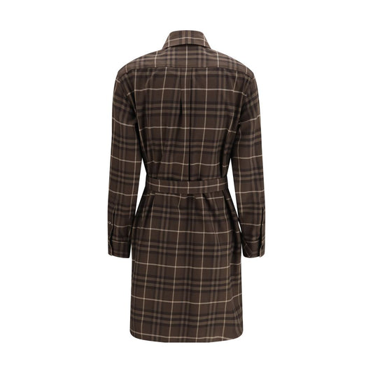 Brown Cotton Casual Dress