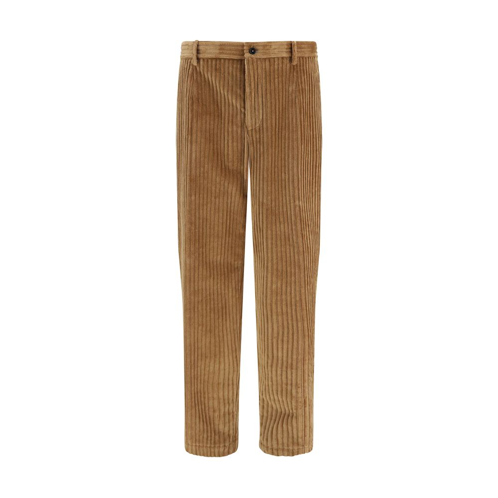 Brown Cotton Casual Pants