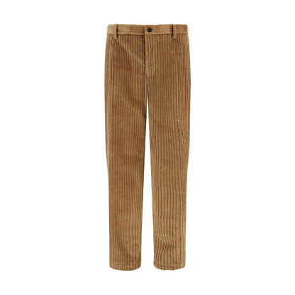 Brown Cotton Casual Pants