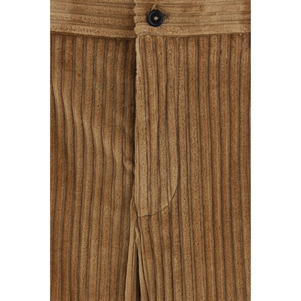 Brown Cotton Casual Pants