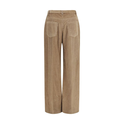 Brown Cotton Casual Pants