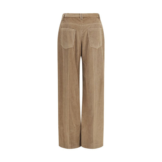 Brown Cotton Casual Pants