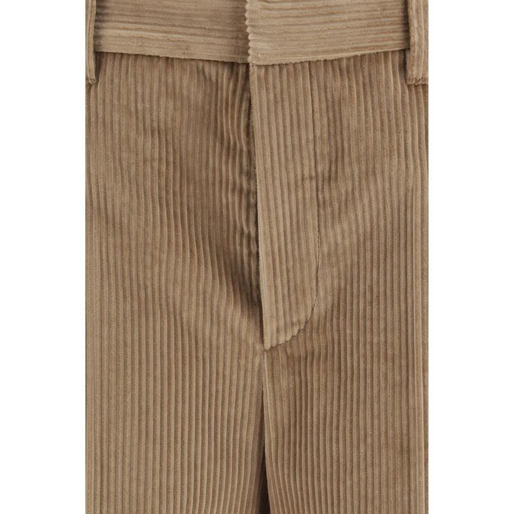 Brown Cotton Casual Pants