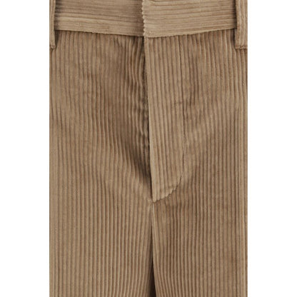 Brown Cotton Casual Pants