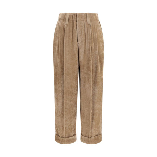 Brown Viscose Casual Pants