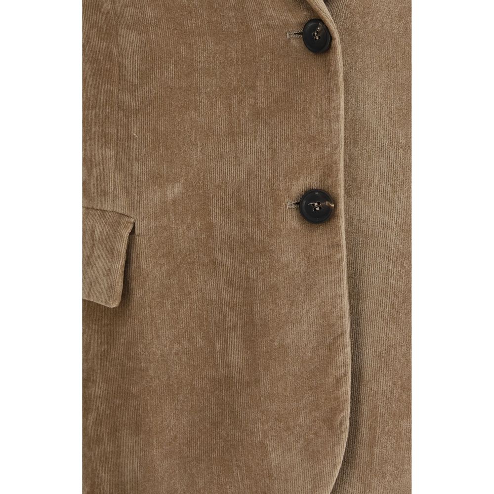 Beige Viscose Full-Length Jacket