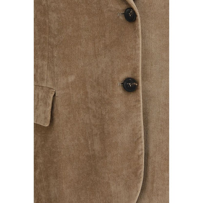 Beige Viscose Full-Length Jacket