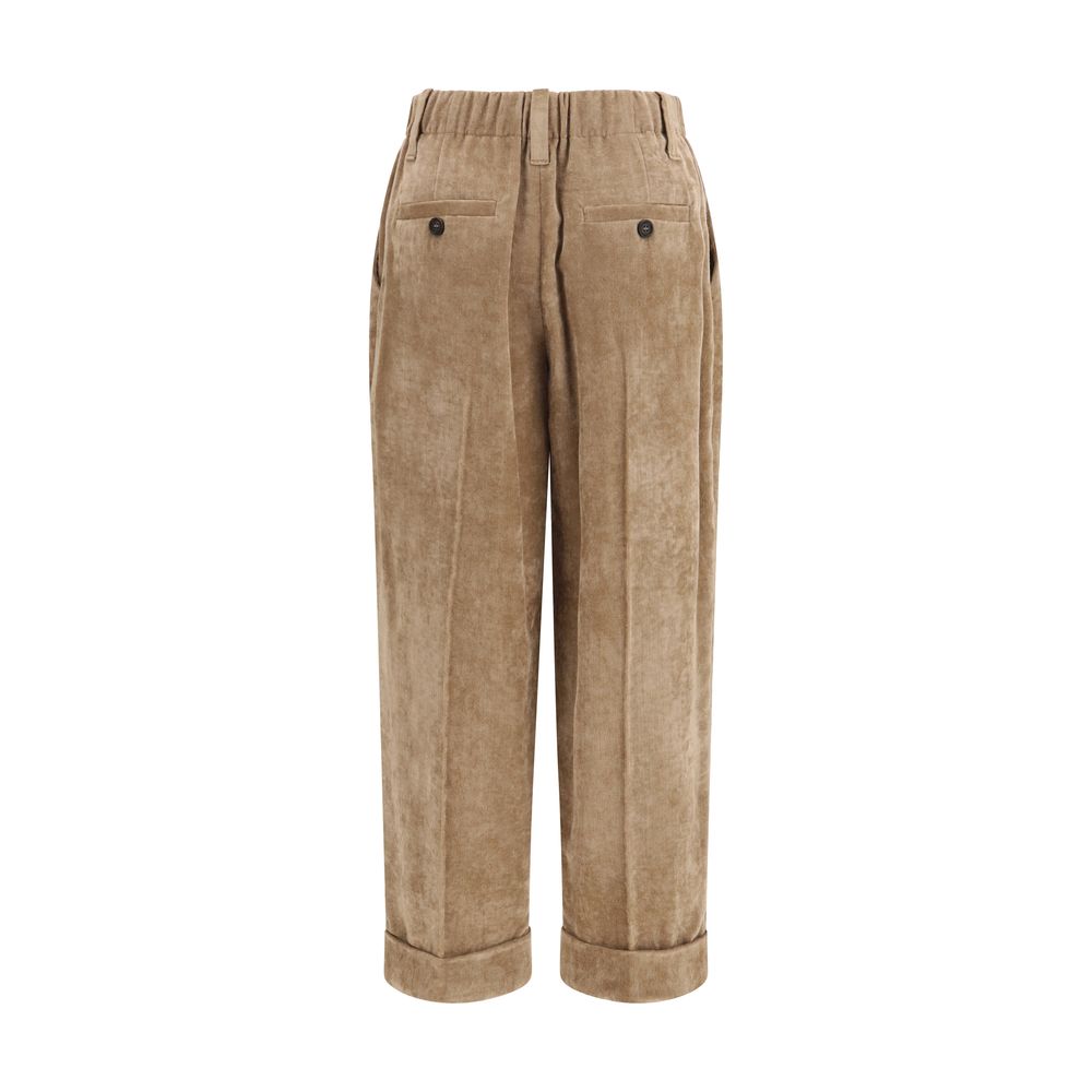 Brown Viscose Casual Pants