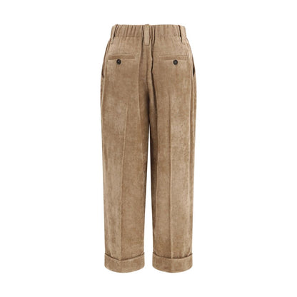 Brown Viscose Casual Pants