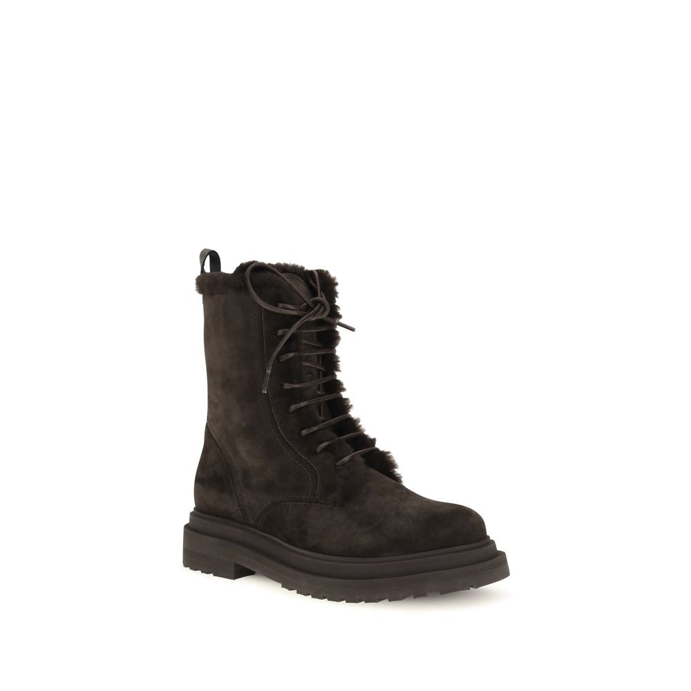 Black Calf Leather Bos Taurus Lace-Up Boots